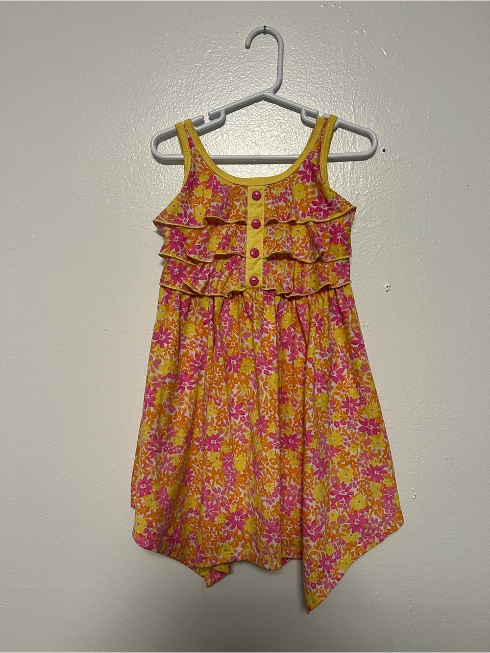 Jona Michelle Girls' Yellow & Pink Floral Ruffle Sundress 3T